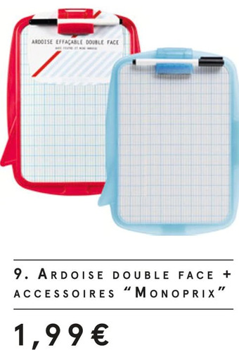 Monoprix ardoise double face + accessoires