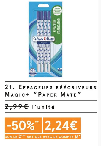 Monoprix Paper mate effaceurs réécriveurs magic+ offre