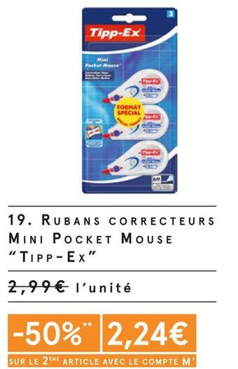 Monoprix Tipp-ex rubans correcteurs mini pocket mouse offre