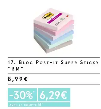 Monoprix 3m / post-it bloc post-it super sticky offre
