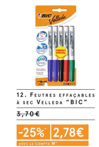 Monoprix Bic feutres effaçables à sec velleda offre