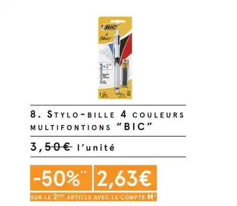 Bic stylo-bille 4 couleurs multifontions