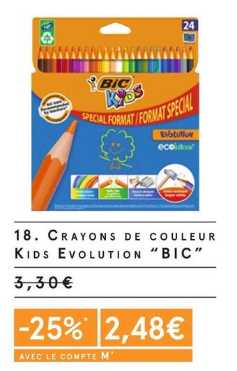 Monoprix Bic crayons de couleur kids evolution offre