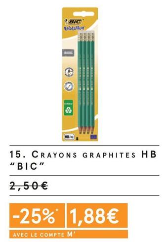 Monoprix Bic crayons graphites hb offre
