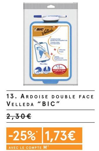 Monoprix Bic ardoise double face velleda offre