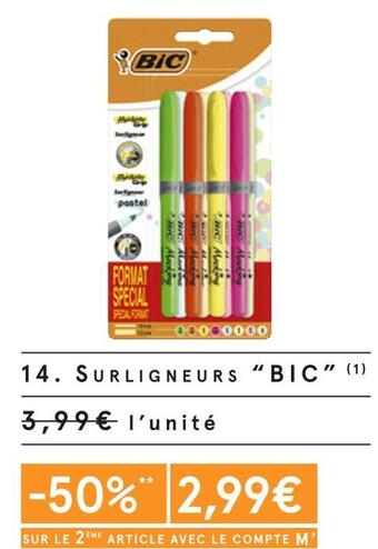 Monoprix Bic surligneurs offre