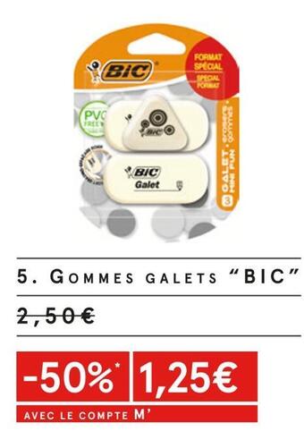 Monoprix Bic gommes galets offre