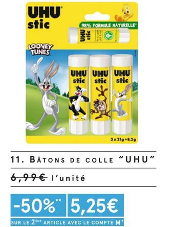 Monoprix Uhu bâtons de colle offre