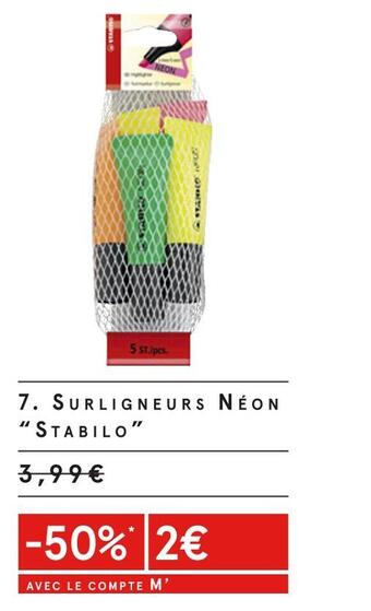 Monoprix Stabilo surligneurs néon offre