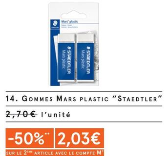 Monoprix Staedtler gommes mars plastic offre