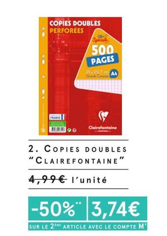 Monoprix Clairefontaine copies doubles offre