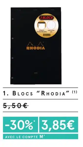 Monoprix Rhodia blocs offre