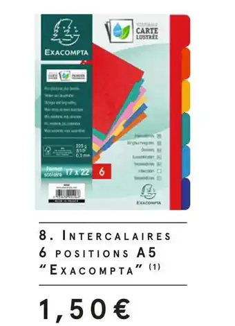 Monoprix Exacompta intercalaires offre