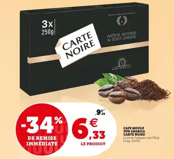 Super U Carte noire cafe moulu pur arabica offre
