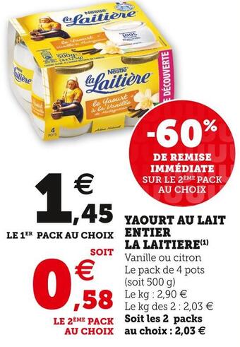 La laitière yaourt au lait entier