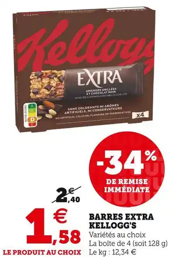 Super U Kellogg's barres extra offre