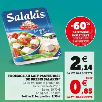 Super U Salakis fromage au lait pasteurise de brebis offre