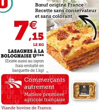 Super U U lasagnes à la bolognaise offre