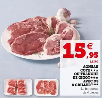 Agneau cote ou tranche de gigot avec os a griller