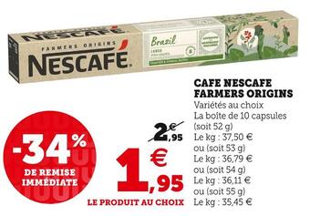 Super U Nescafe cafe farmers origins offre