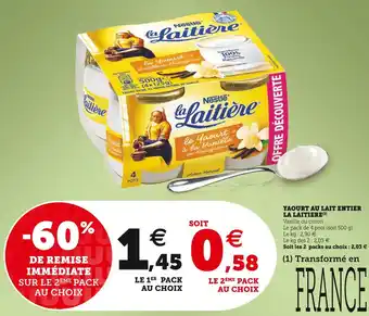 U Express La laitiere yaourt au lait entier offre