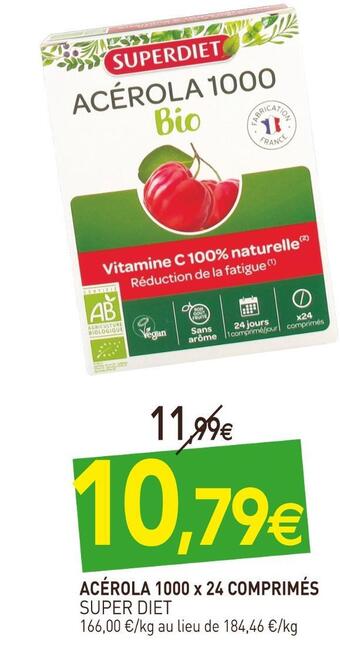naturéO Super diet acérola 1000 x 24 comprimés offre