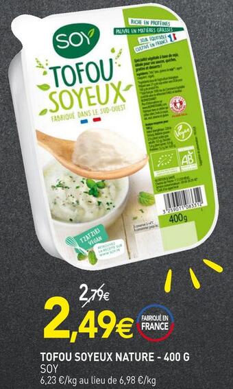 naturéO Soy tofou soyeux nature offre