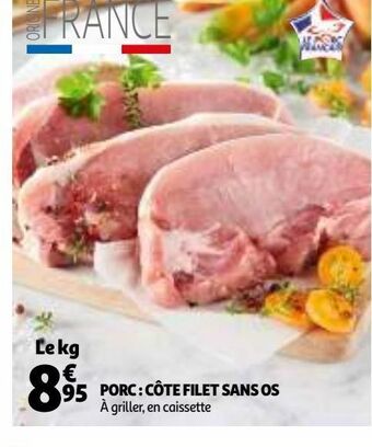 Auchan Porc : côte filet sans os offre