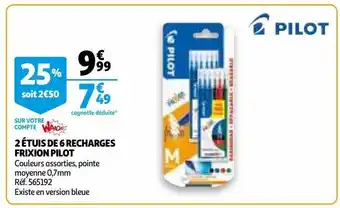 Auchan 2 étuis de 6 recharges frixion pilot offre