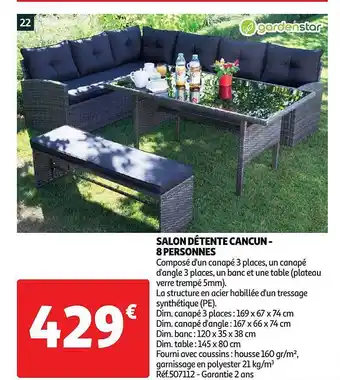 Auchan Salon Détente Cancun - 8 Personnes offre