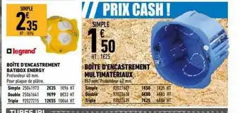 Boîte d'encastrement batibox energy legrand boîte d'encastrement multimatériaux