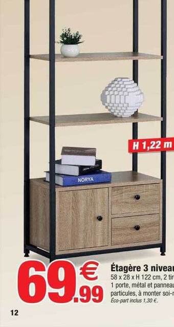 Bazarland Étagère 3 niveaux offre