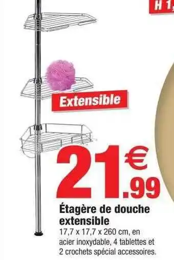 Bazarland Étagère de douche extensible offre