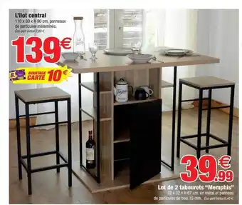 Bazarland L'ilot central lot de 2 tabourets offre