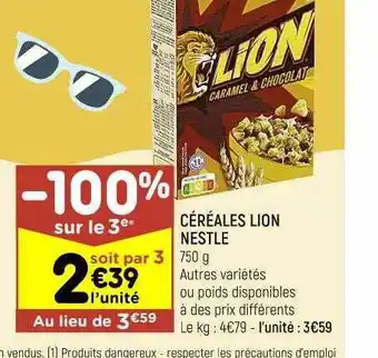 Leader Price Céréales lion nestlé offre