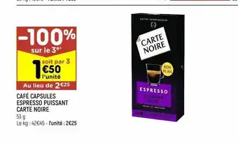 Café capsules espresso puissant carte noire