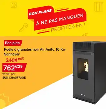 Bricomarché Poêle à granulés air Anita 10 kW Sannover Noir offre