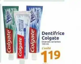 Action Dentifrice Colgate offre