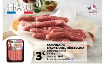 Auchan Supermarché 6 chipolatas facon charcutière socopa offre