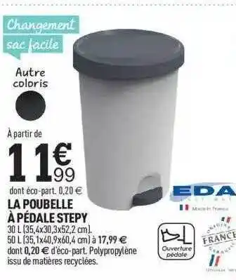 Centrakor La poubelle à pédale stepy offre