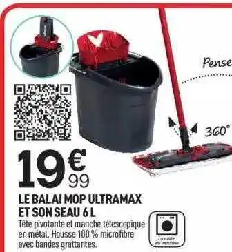 Centrakor Le balai mop ultramax et son seau 6l offre