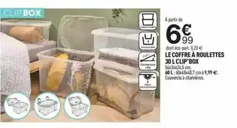 Centrakor Le coffre à roulettes 30l clip'box offre