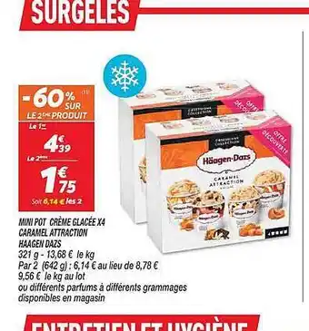 Netto Mini pot crème glacée x4 caramel attraction haagen dazs offre