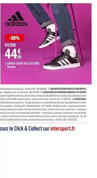 Intersport Grand court base beyond homme adidas offre