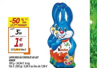 Netto Lapin Sous Alu Chocolat Au Lait Kinder offre
