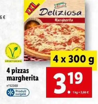 Lidl 4 pizzas margherita offre