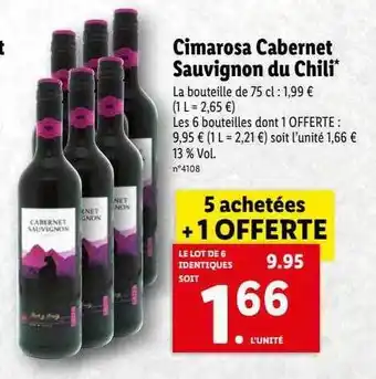 Lidl Cimarosa cabernet sauvignon du chili offre