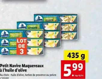 Lidl Petit navire maquereaux à l'huile d'olive offre