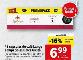48 capsules de café lungo compatibles dolce gusto