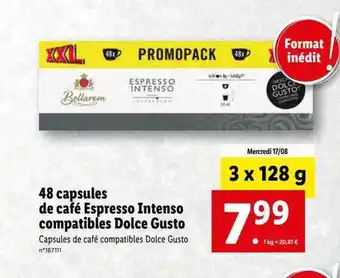 Lidl 48 capsules de café espresso intenso compatibles dolce gusto offre